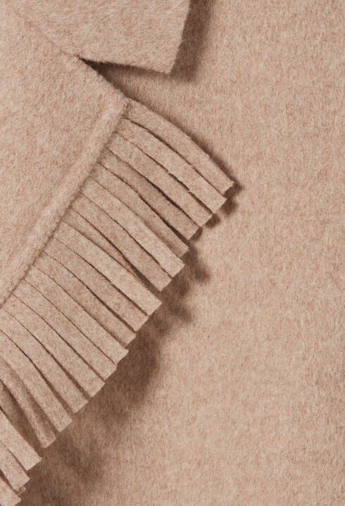 Short Wool Coat with Fringes