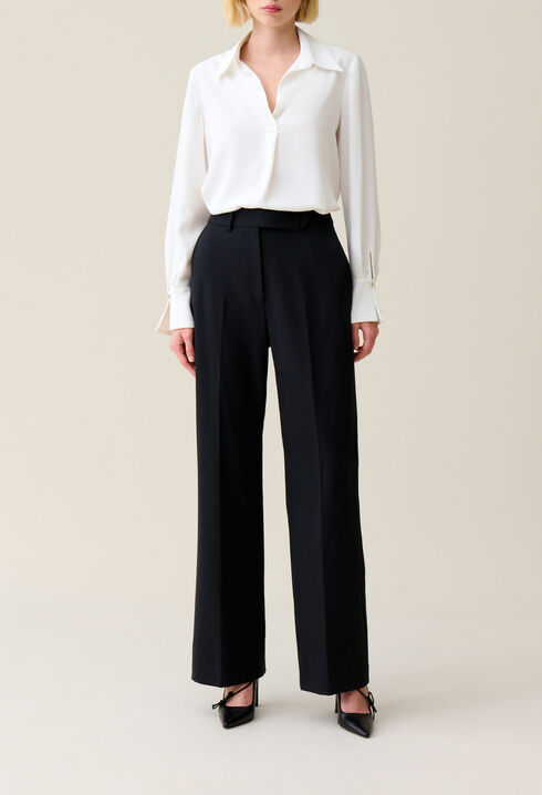 Navy wool suit trousers