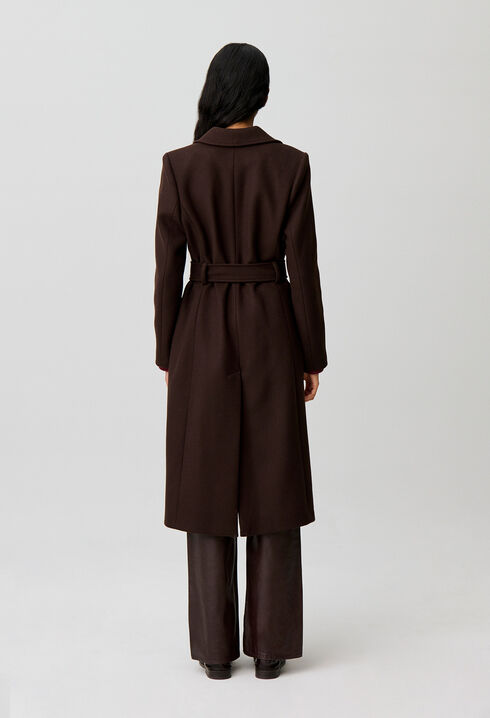 Long belted wool coat