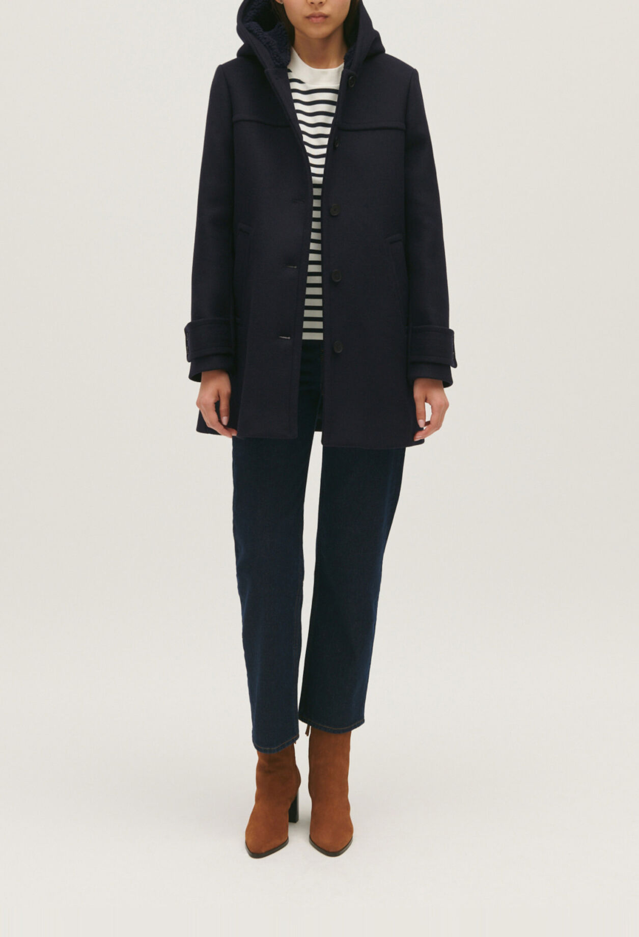 Wool blend hooded coat
