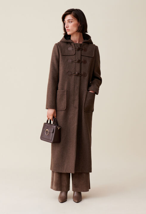 Brown long hooded coat