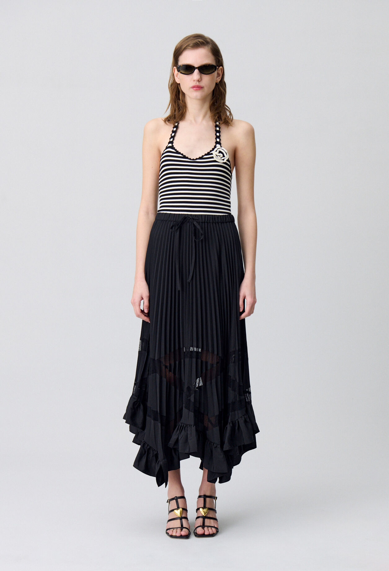 Asymmetrical pleated skirt