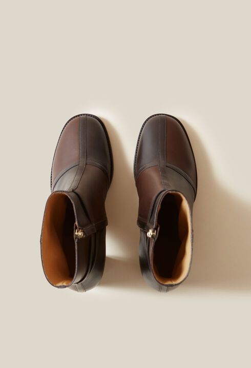 Patchwork Patent Leather Boots