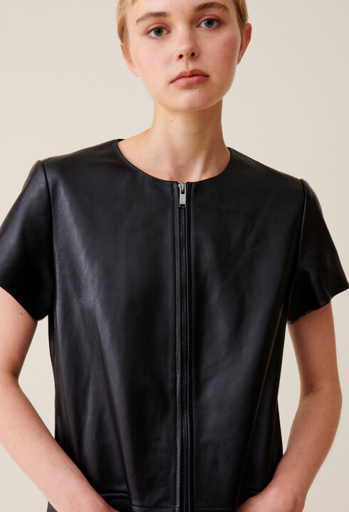 Short Zipped Leather Dress