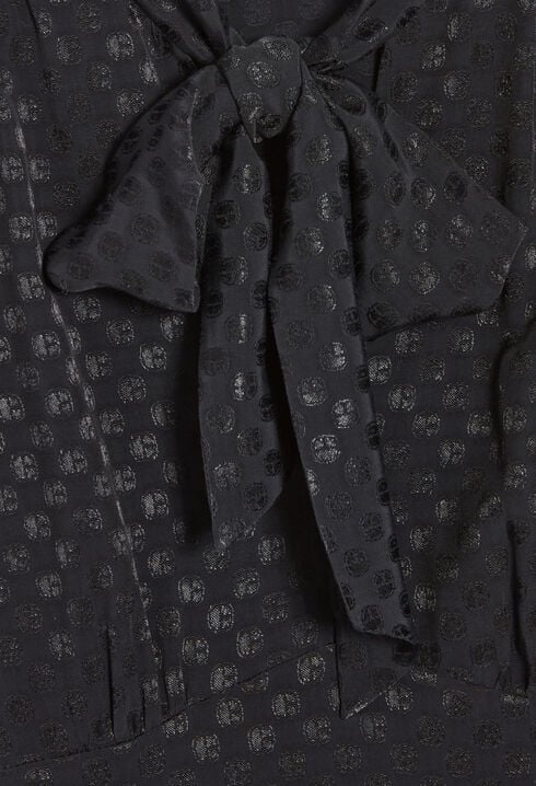 Dress with black pussy bow collar