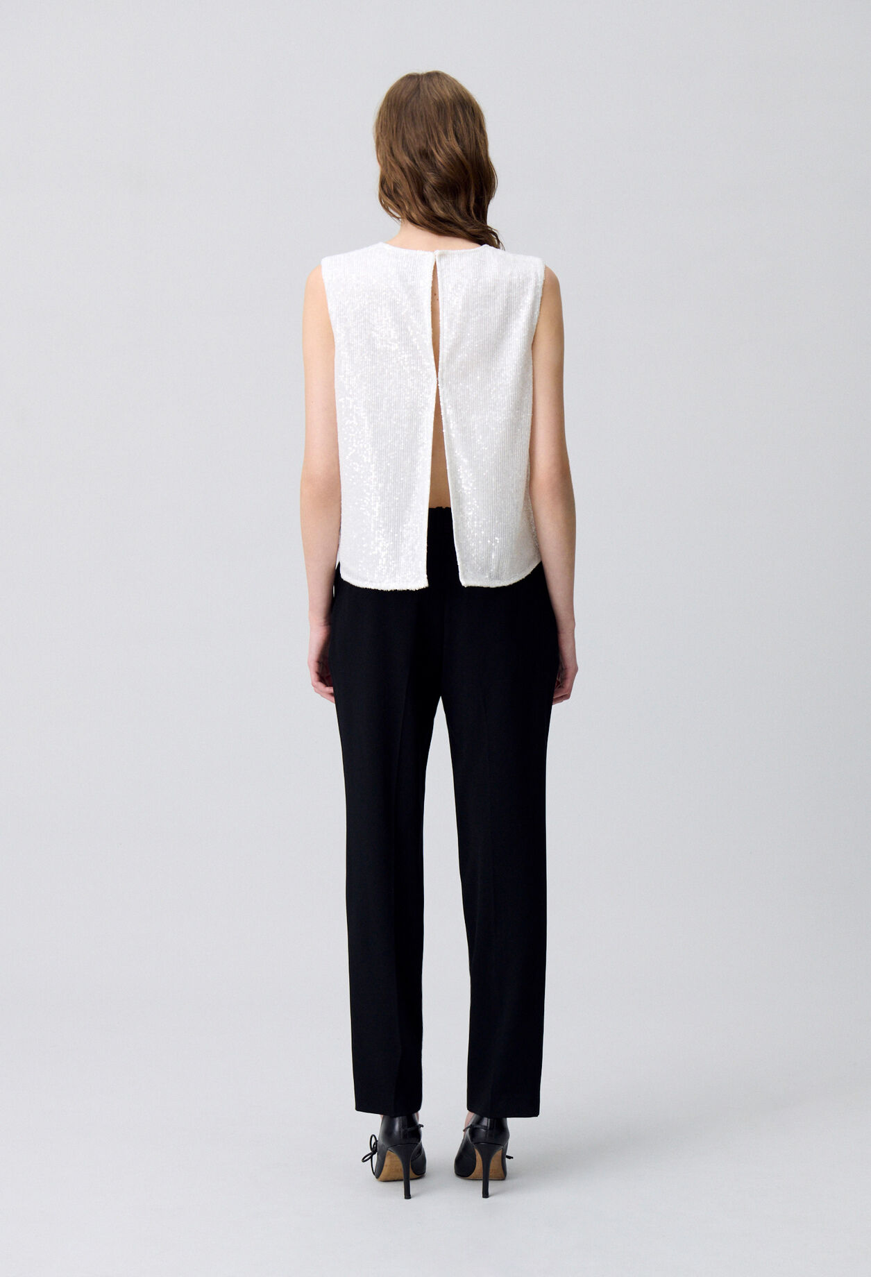 Off-white sequinned sleeveless top