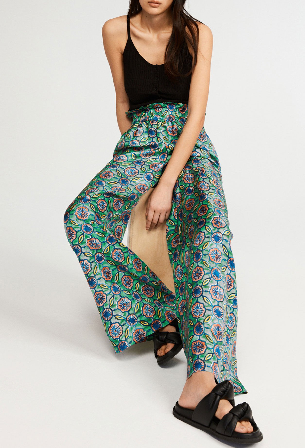 Flared patterned trousers