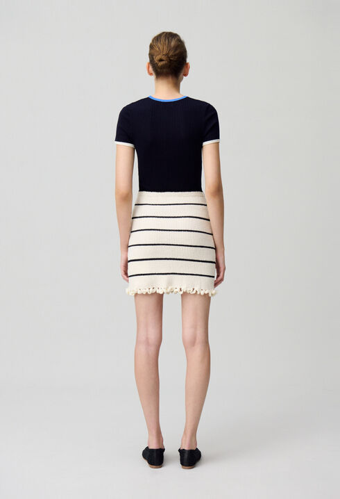 Striped fine knit skirt