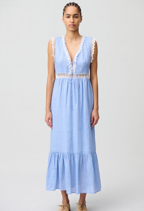 Striped Lace Maxi Dress