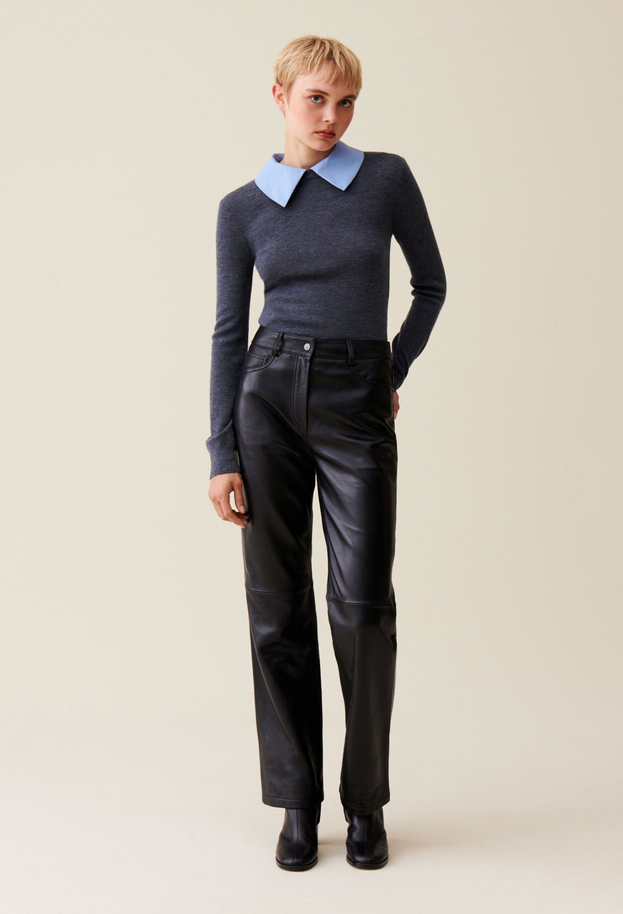Long leather trousers sale