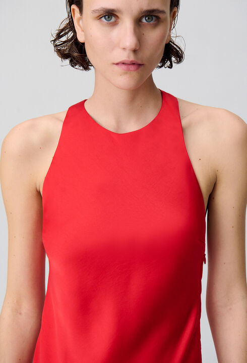 Satin Open-Back Maxi Dress