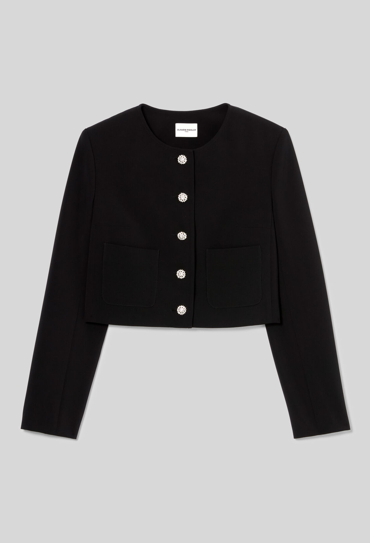 Short jacket with jewel buttons