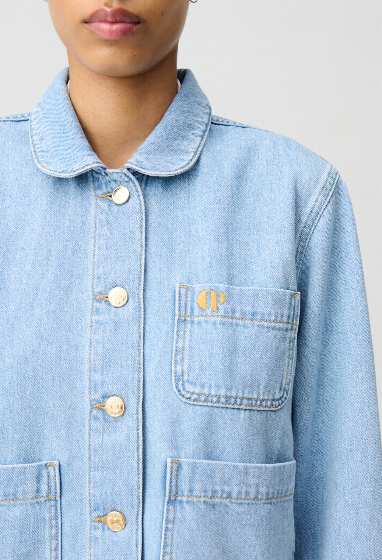 Denim jacket with Peter Pan collar