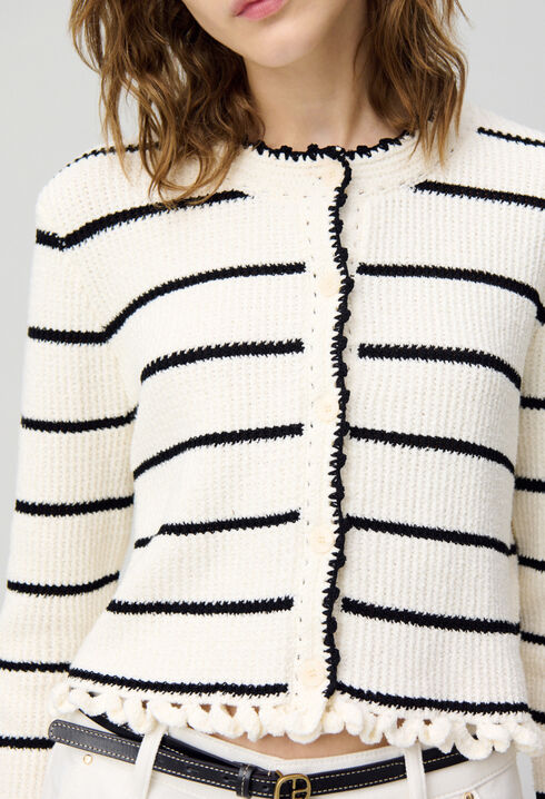 Fine knit striped cardigan