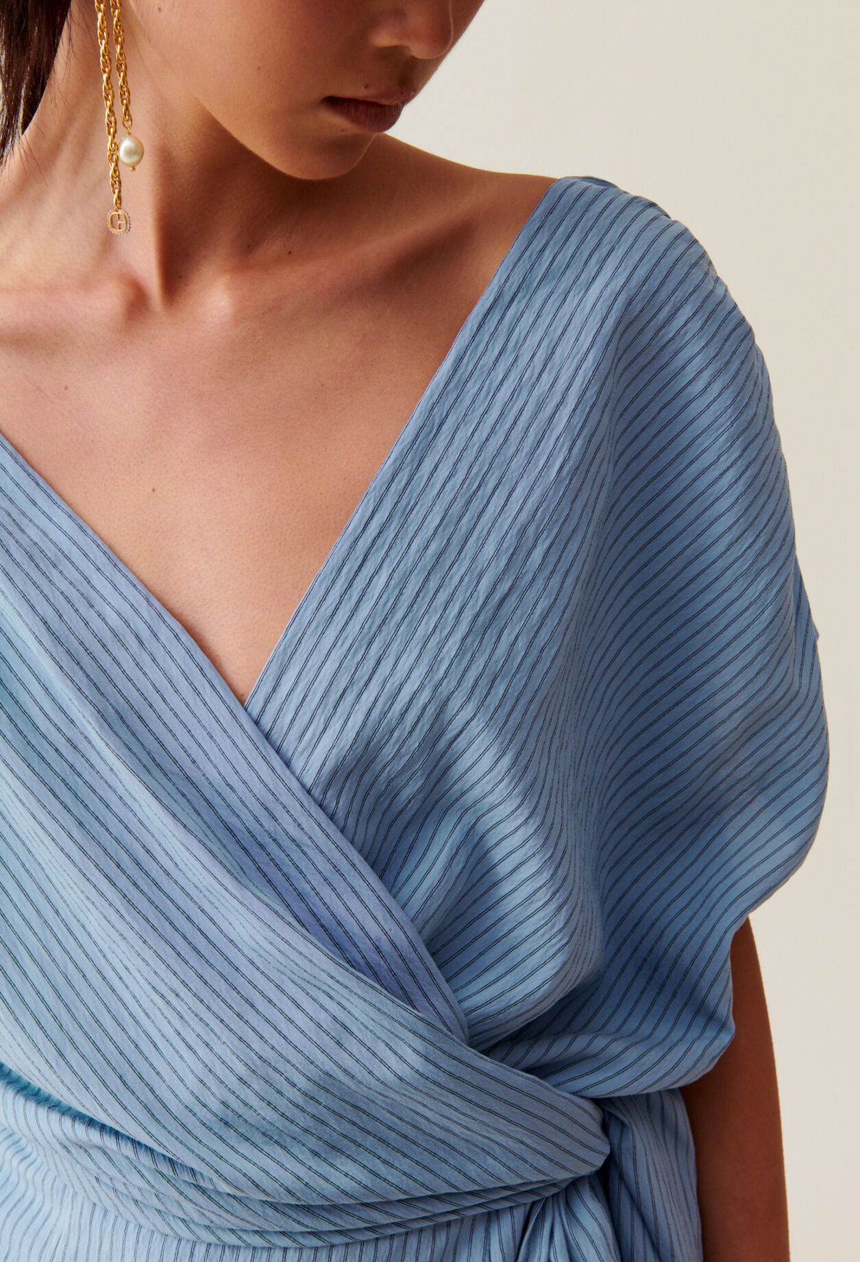 Blue stripe wrap mini dress