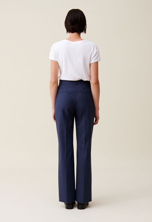 Navy wool suit trousers