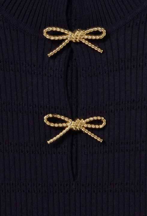 Long knit dress with bows