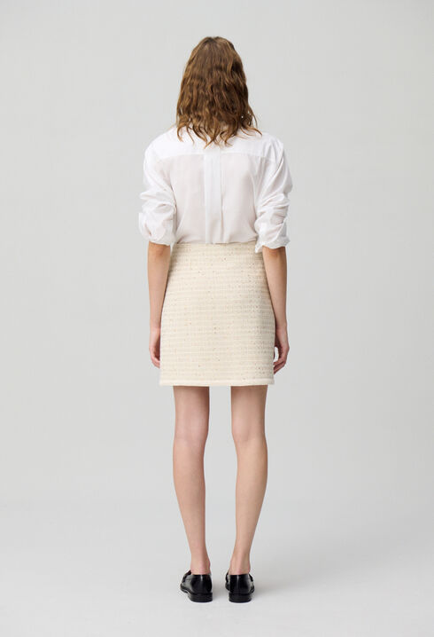 Buttoned tweed mini skirt