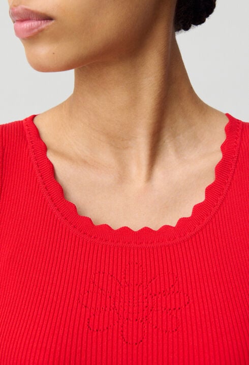 Ruffled knit dress