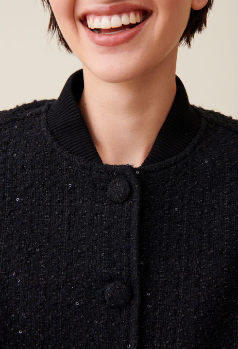 Black tweed bomber