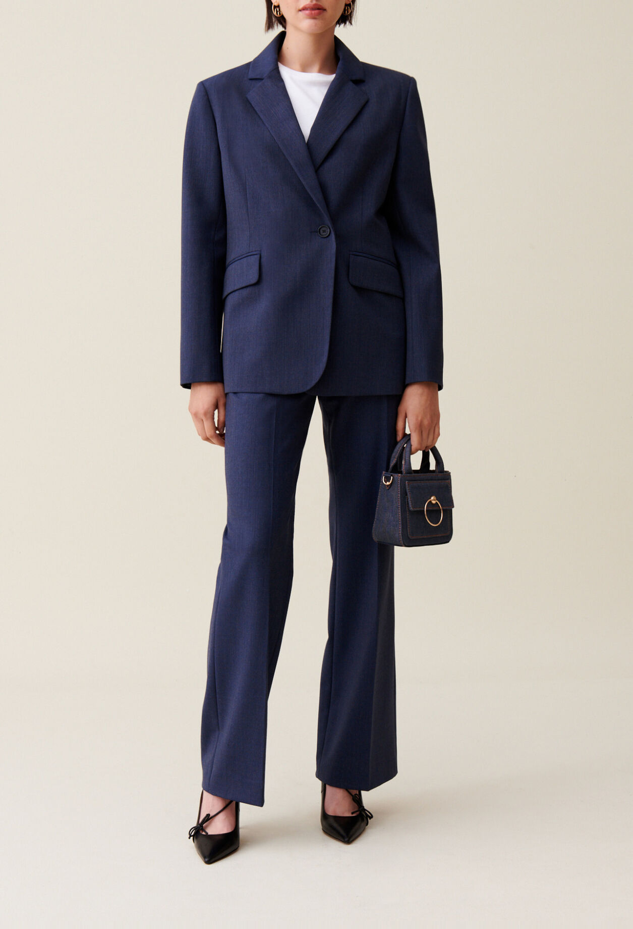 Navy double-breasted blazer