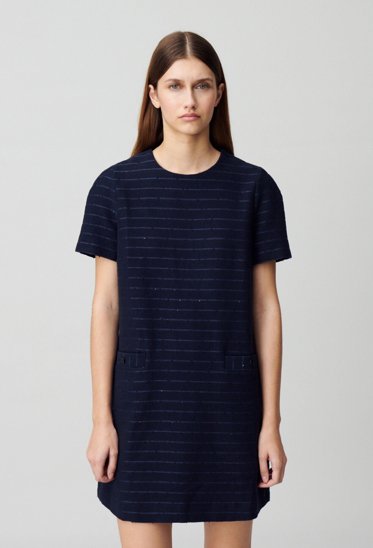 Striped straight short dress