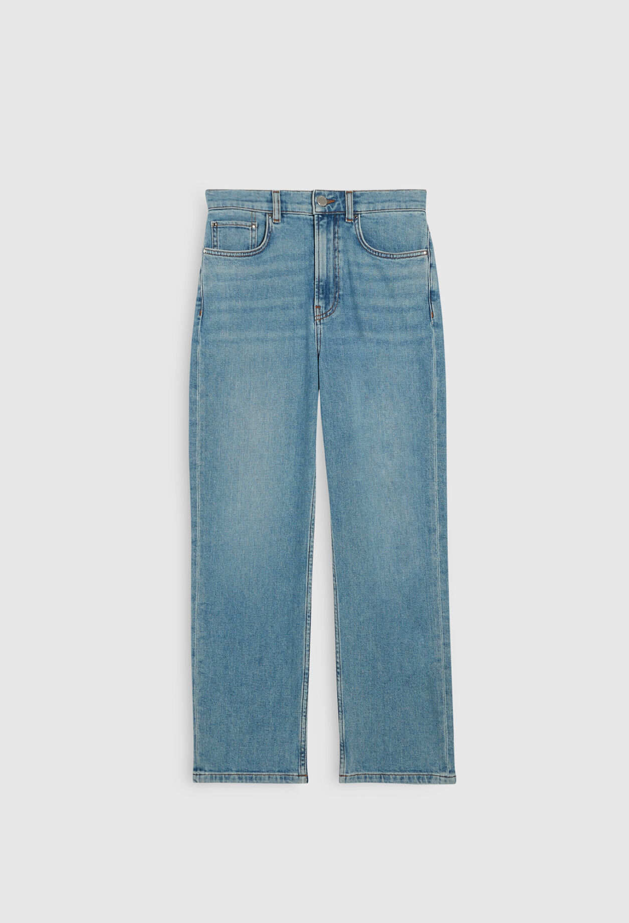 Faded blue jeans made of organic cotton