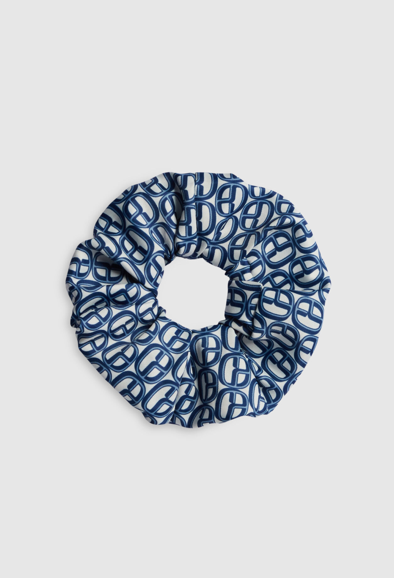 Monogrammed blue scrunchie