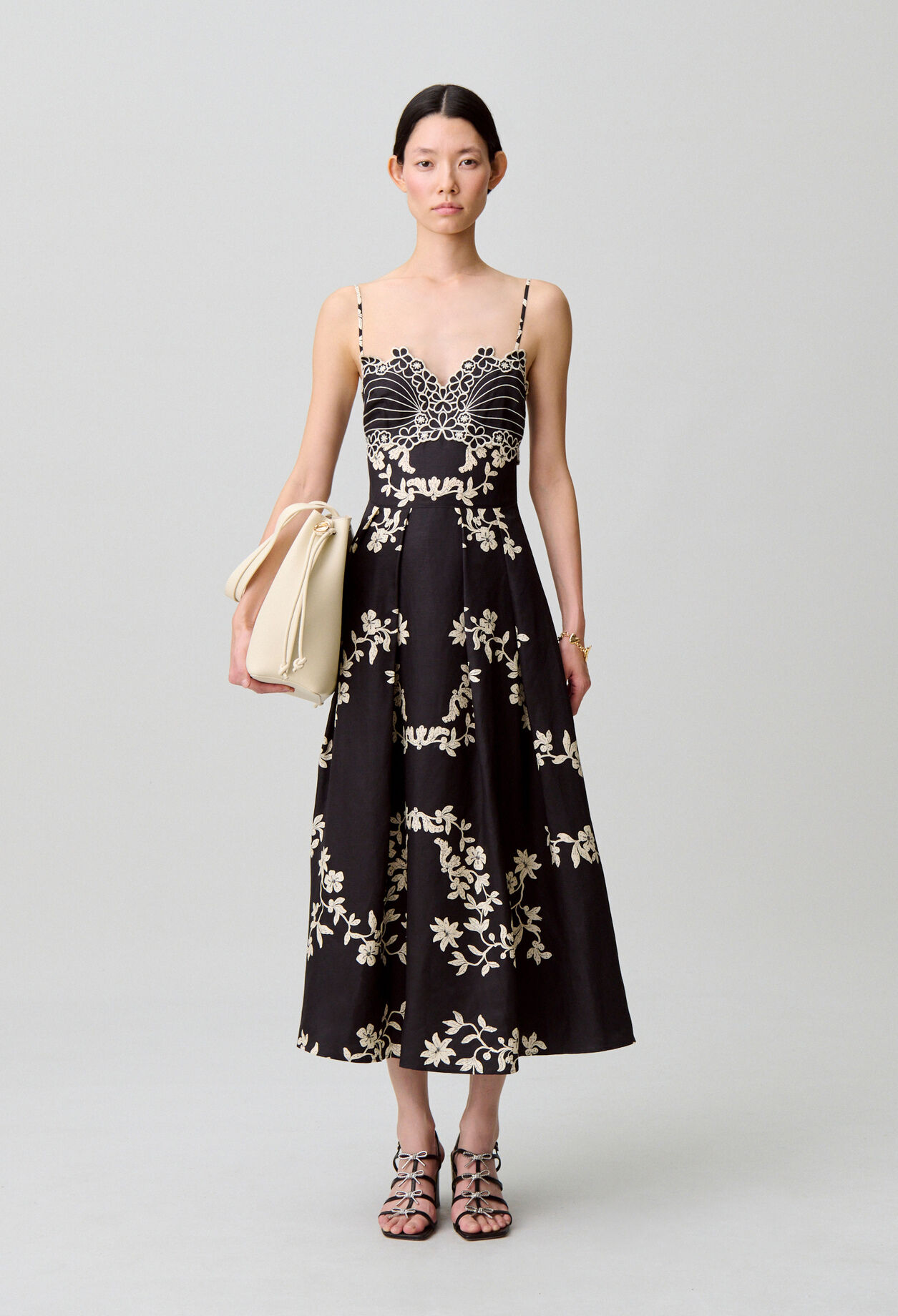 Floral embroidered strappy dress