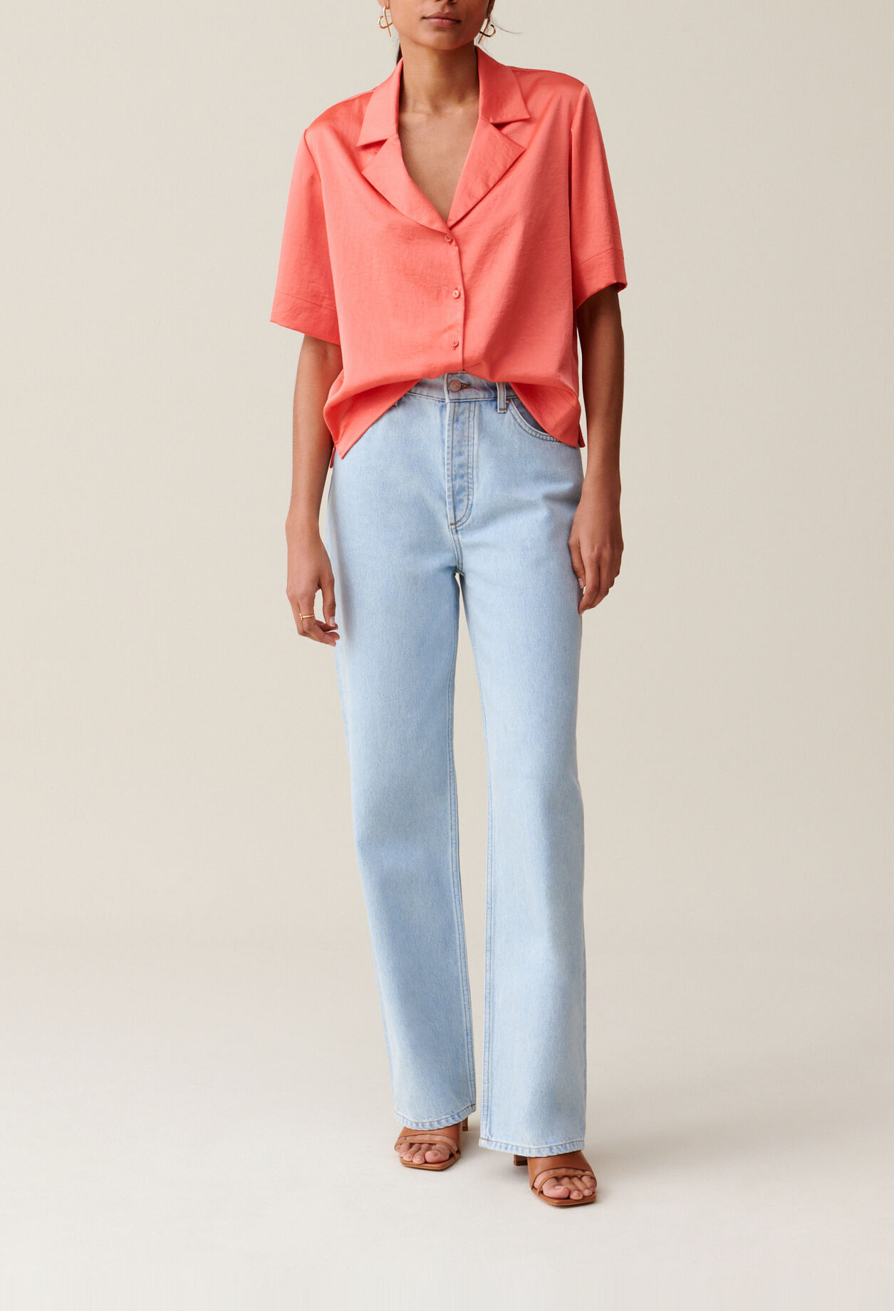 Flowing Satin Mandarin Shirt