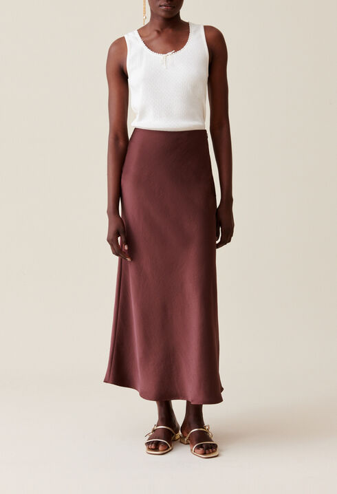 Flowing Satin Midi Skirt