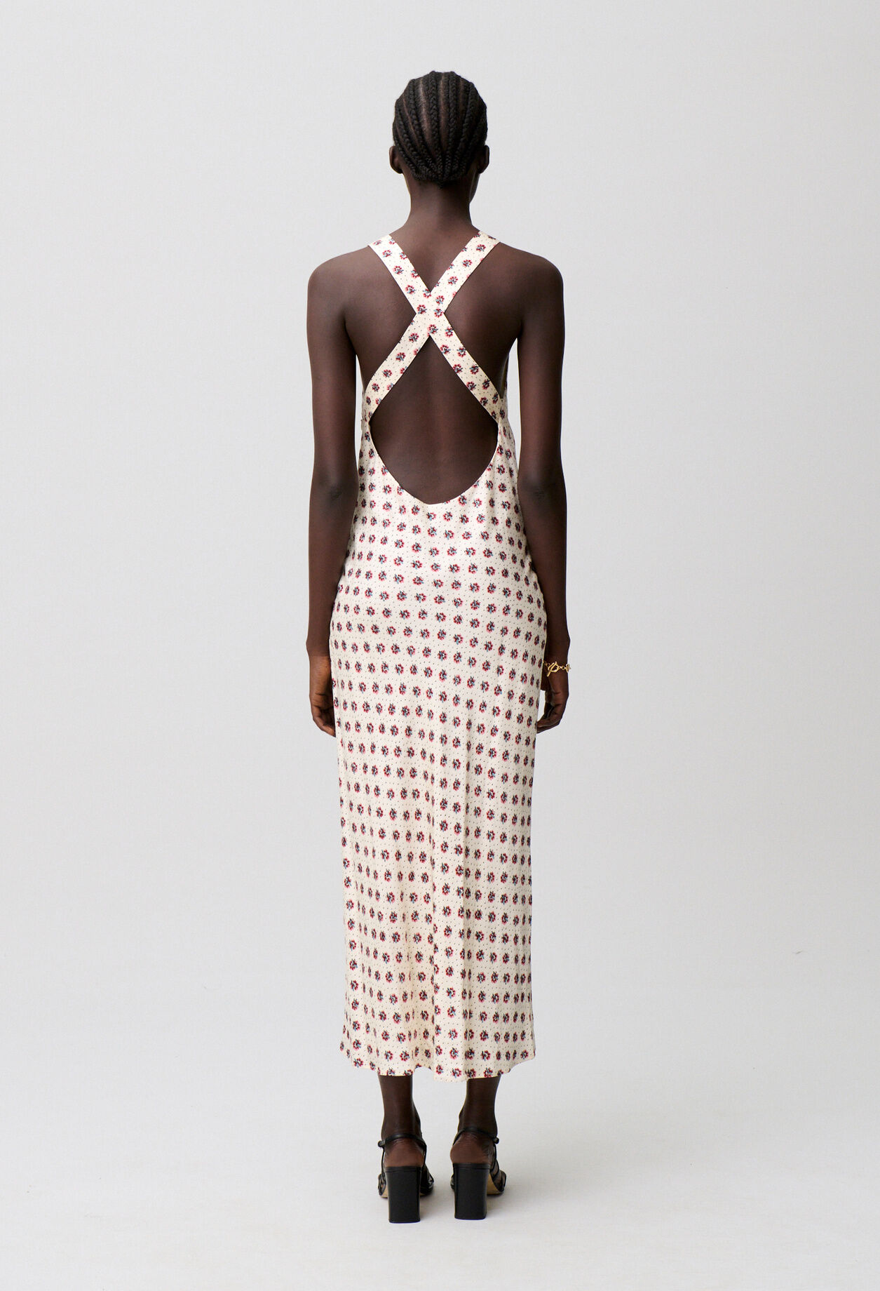 Printed Satin Maxi Dress