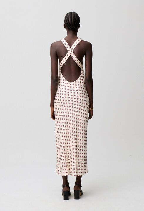 Printed Satin Maxi Dress
