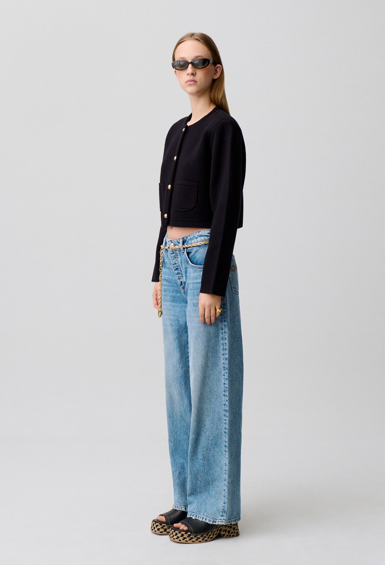 Wide-Leg Washed Denim Jeans