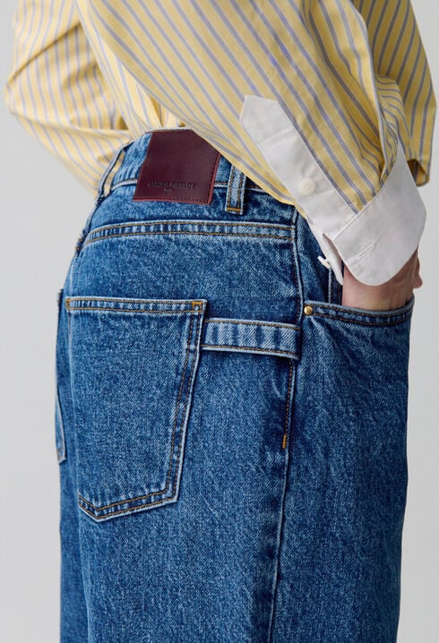 Wide-Leg Straight Denim Jeans