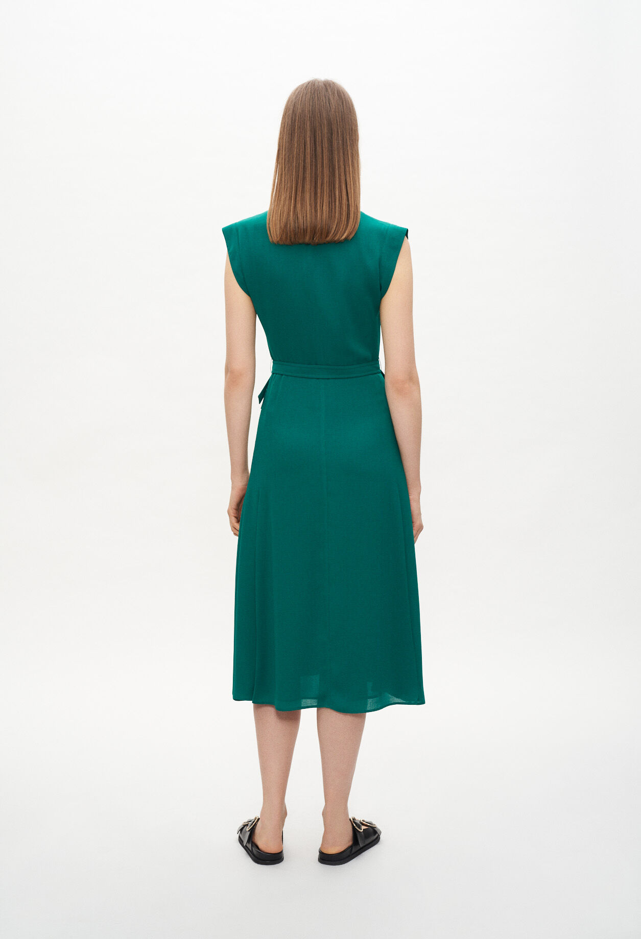 Bottle green sleeveless dress