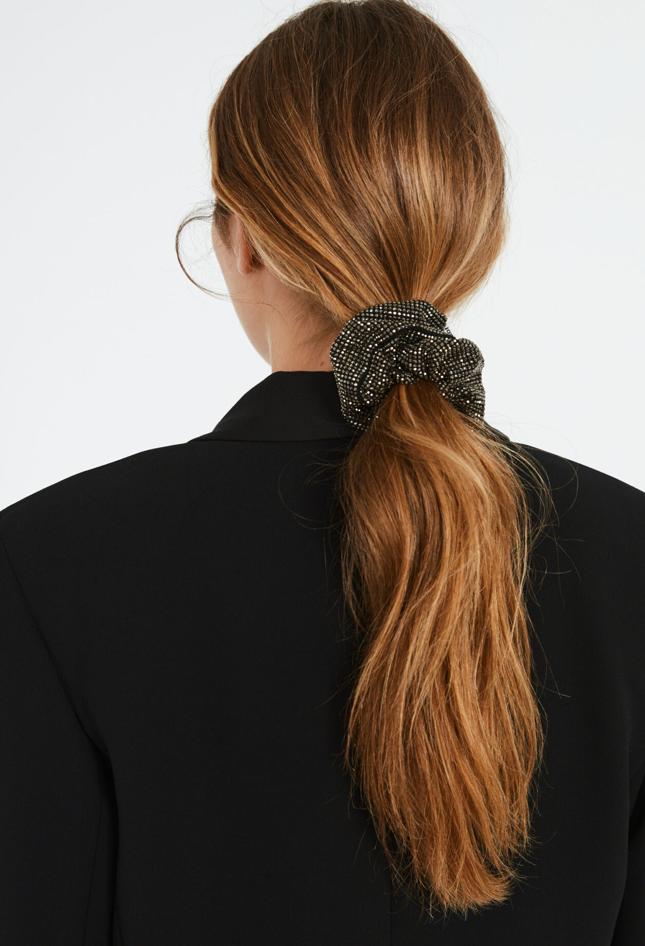 Shiny silver scrunchie