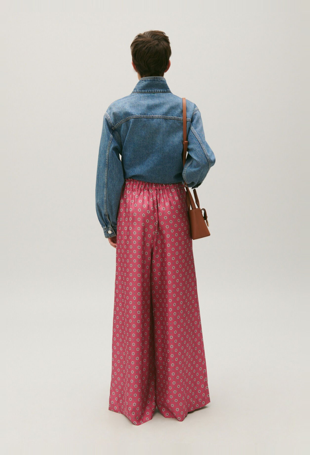 Printed satin trousers