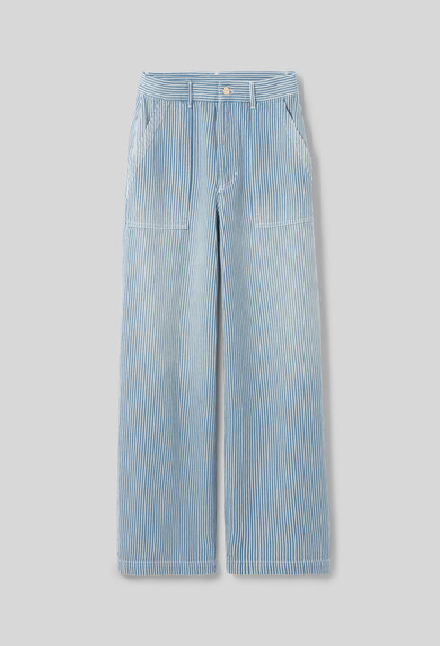 Wide-leg Faded Jeans