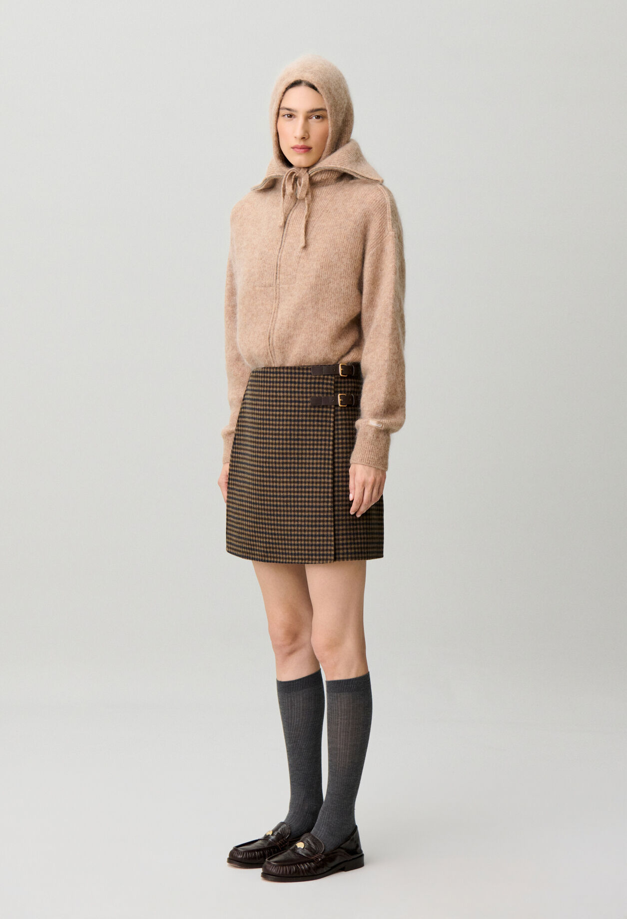 Checked wrap skirt