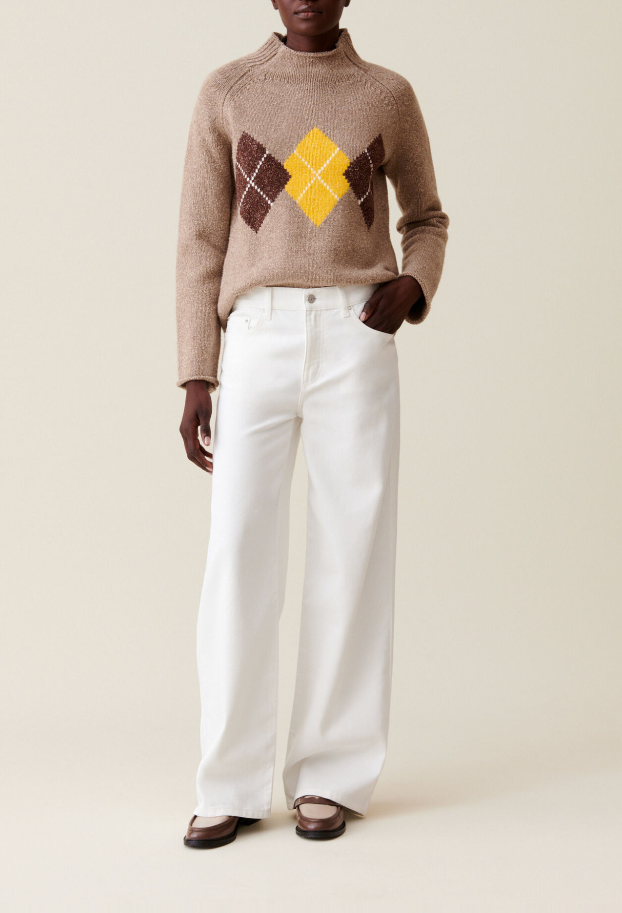 Ecru Michel Baggy Straight Jeans