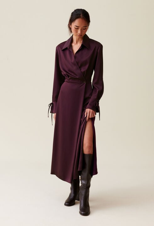 Burgundy crossover maxi dress