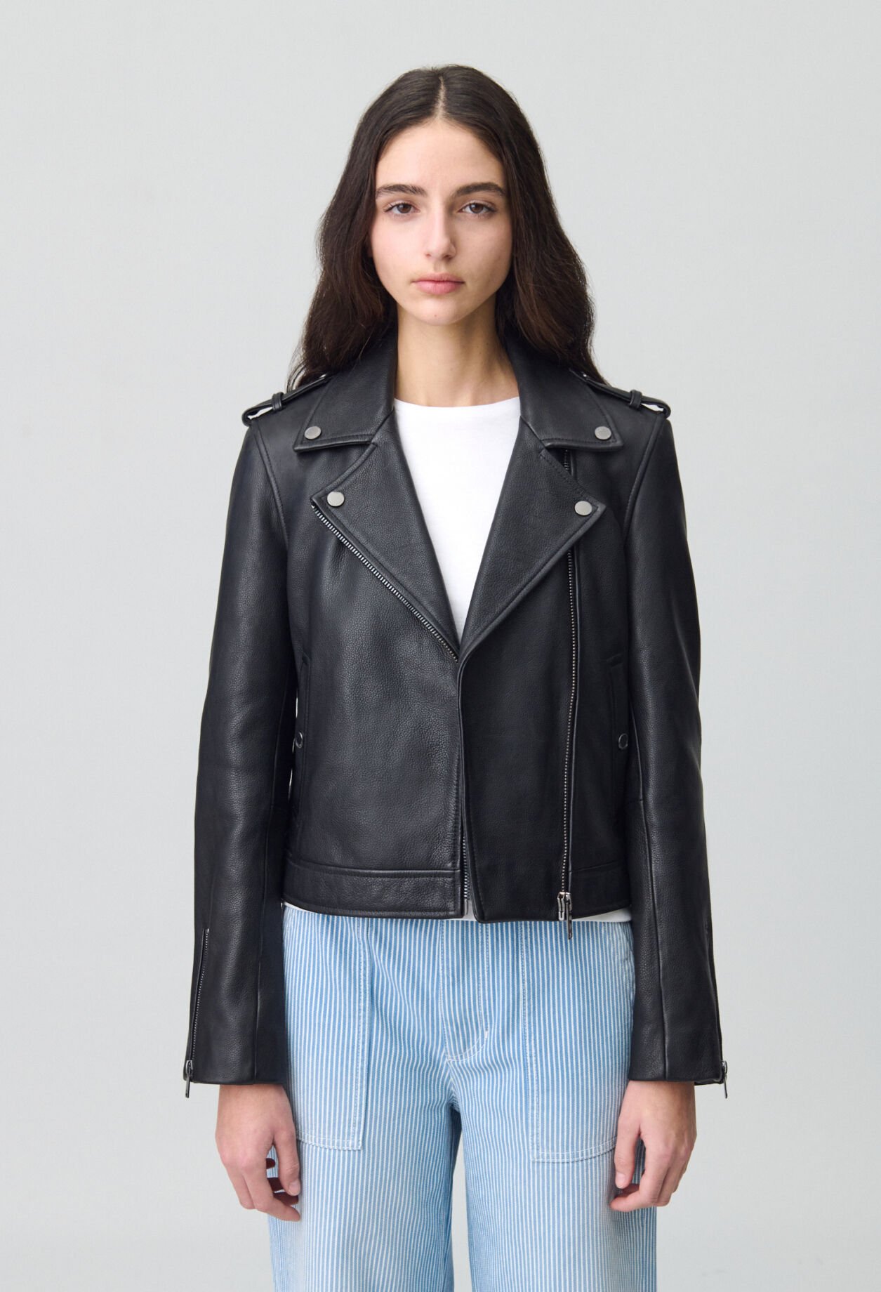 Black grained leather jacket