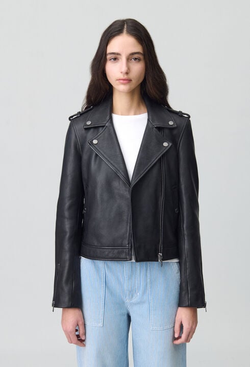 Black grained leather jacket