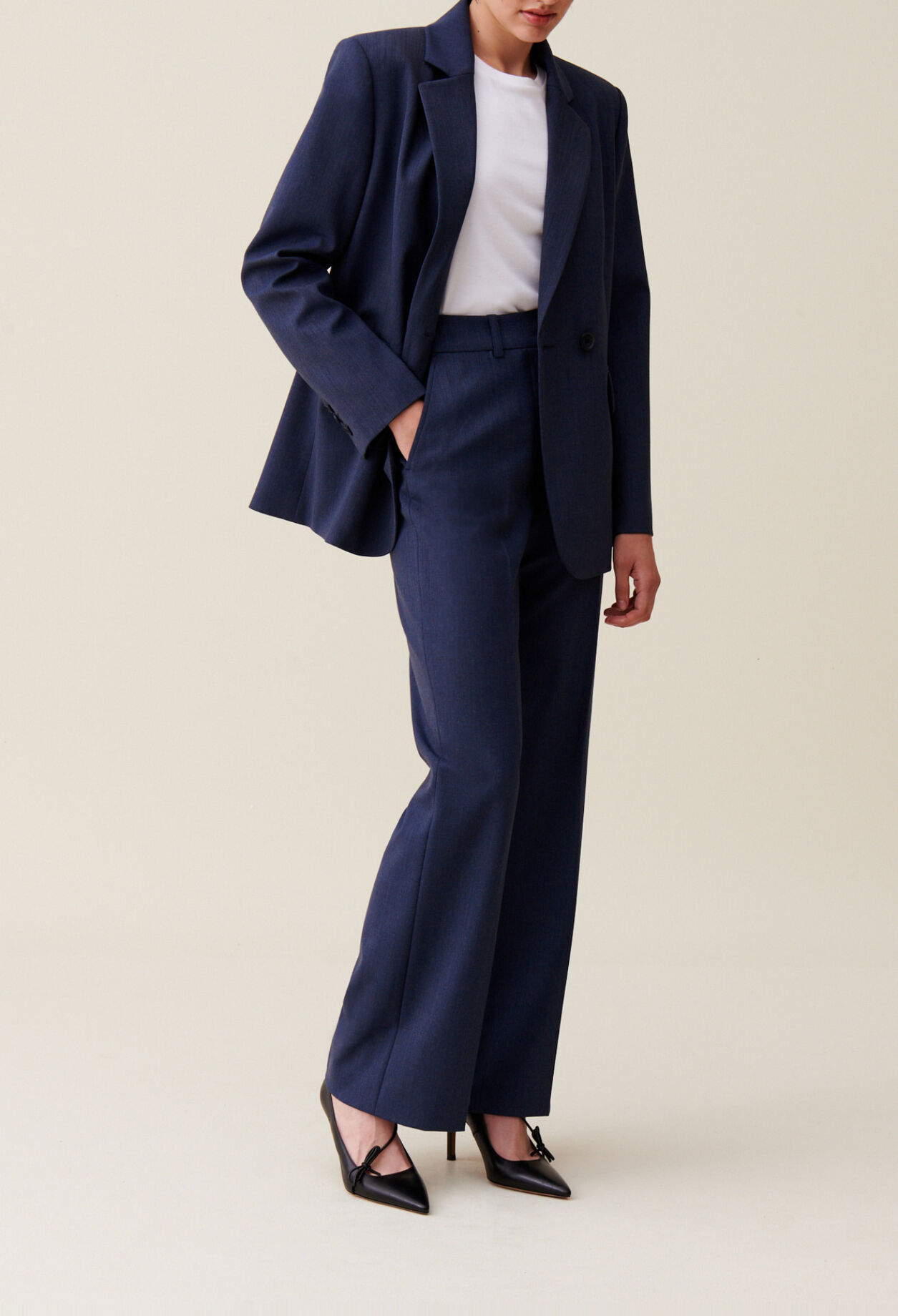 Navy double-breasted blazer