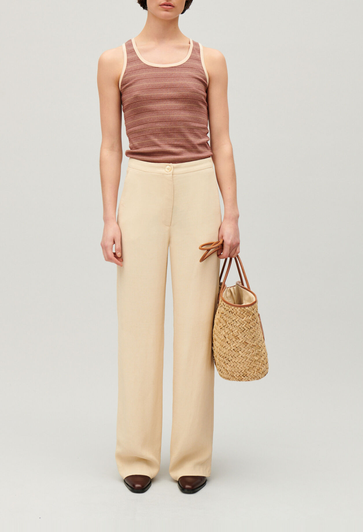 Striped brown vest top