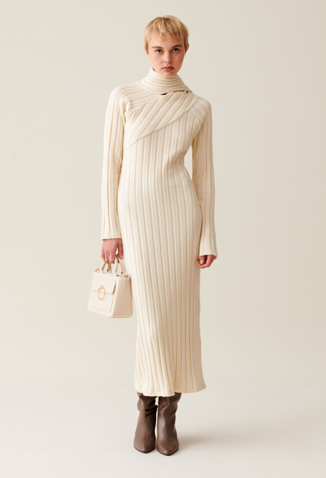 Long knitted dress with tie scarf for women Claudie Pierlot