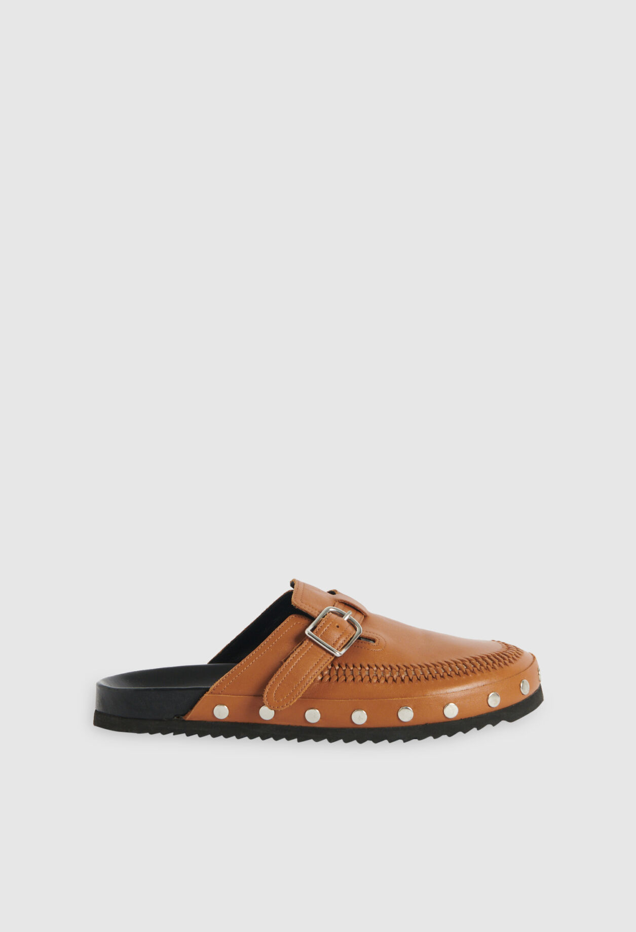 Caramel leather loafer clogs