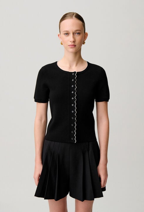 Contrast knit cardigan