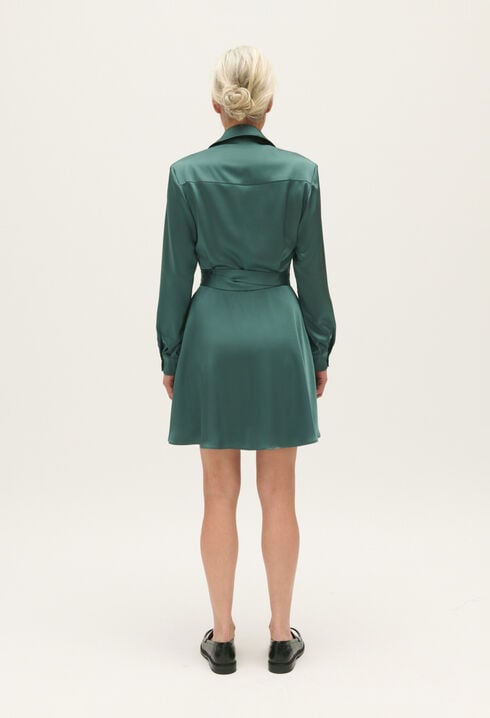 Short green wrapover dress